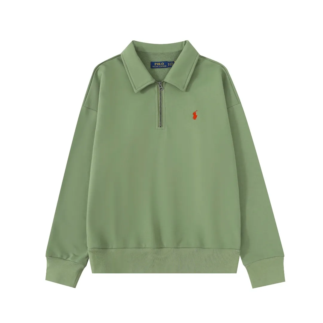 P260 #R99 Ralph Lauren pony logo eight-color half-zip lapel sweatshirt. Wear three times in one suit, easy to switch styles: Fully stand-up collar mode: crisp lapel three-dimensional windproof, taking into account warmth and cool lines, full of coolness ▫️Half-open lazy mode: slightly exposed collarbone, relaxed and comfortable | Pair with a shirt or high collar to show the intellectual atmosphere ▫️Full-open V-neck mode: Visually extends the neck-shoulder ratio | Stacking is more layered, hiding the flesh and making it look slimmer, making it easy to wear with a sense of luxury. Genderless design, shared wardrobe concept: White is gentle and elegant | Black is cool and slimming | Both colors can be used to create a couple CP look. 8 colors are available in the full line | From classic to soft | Meet all daily and occasion dressing needs Quality is reflected in the details: Micro-label logo embroidery | Loose but not procrastinating tailoring | High-grade fabrics ensure a comfortable fit. Easily manage various scenarios such as workplace commuting, weekend leisure, and date travel, effortless chic is the definition of effortless chic.  Color: Black White Navy Mint Green Khaki Pink Yellow Army Green Size: S M L